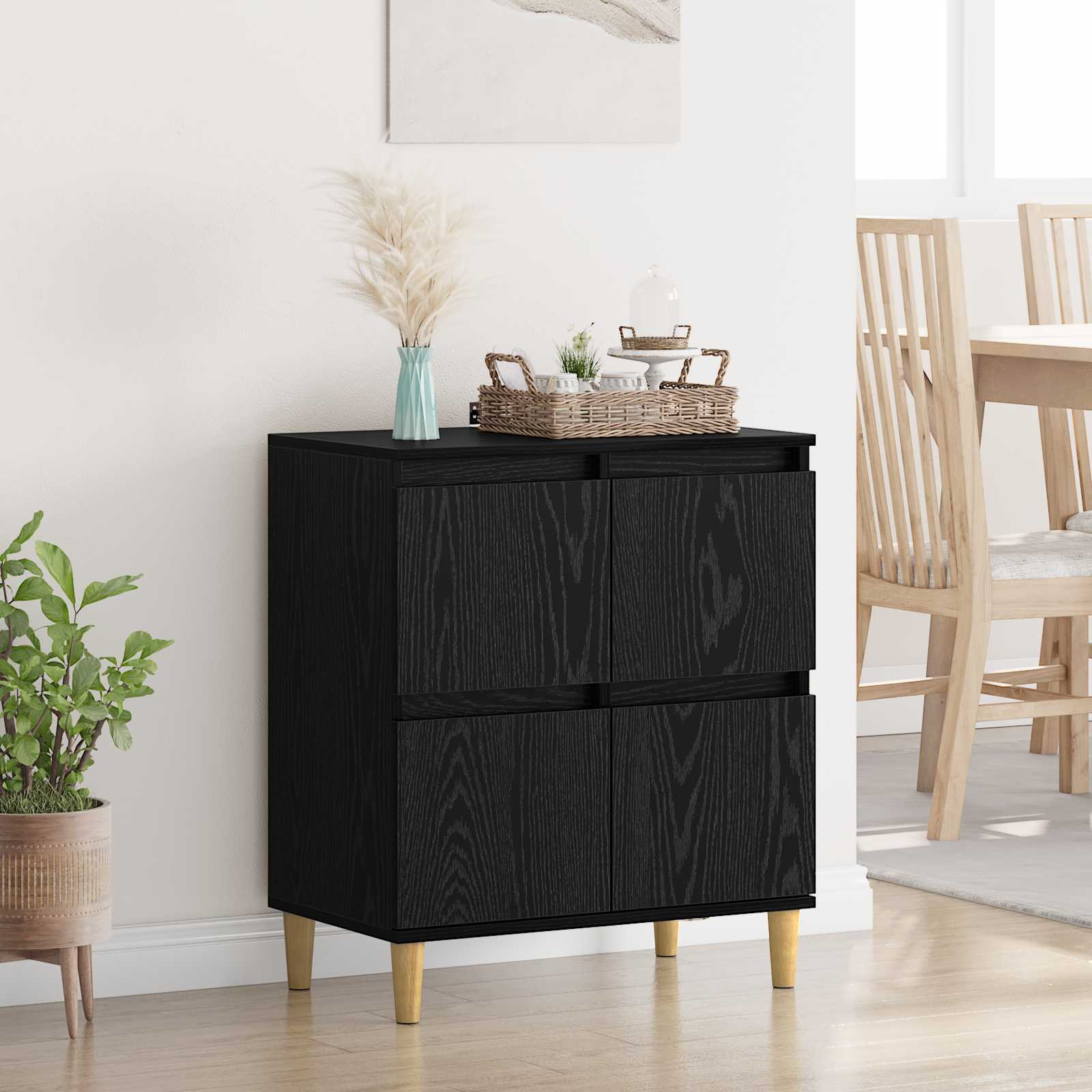 vidaXL Sideboard Black Oak 60 x 35 x 70 cm Engineered Wood 1