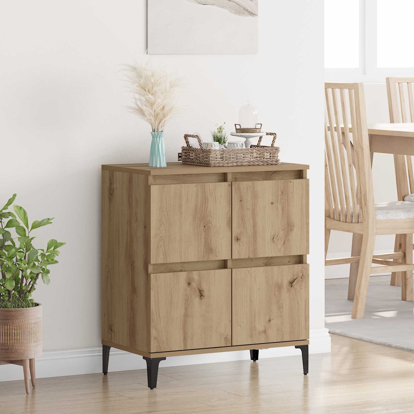 vidaXL Sideboard Artisan Oak 60 x 35 x 70 cm Engineered Wood and Iron 1