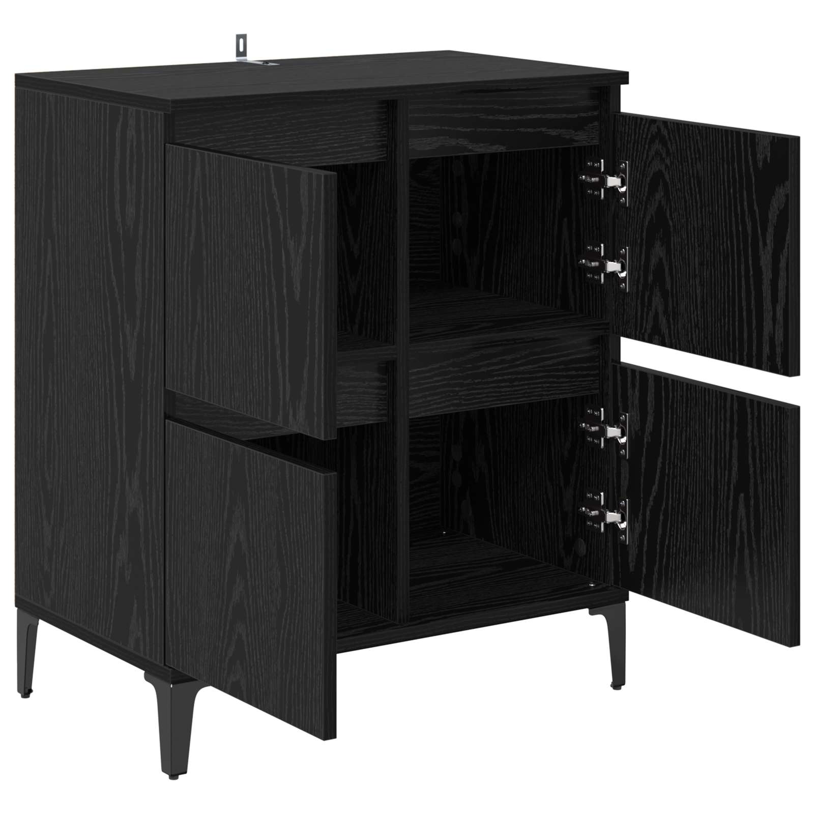 vidaXL Sideboard Black Oak 60 x 35 x 70 cm Engineered Wood and Iron 5