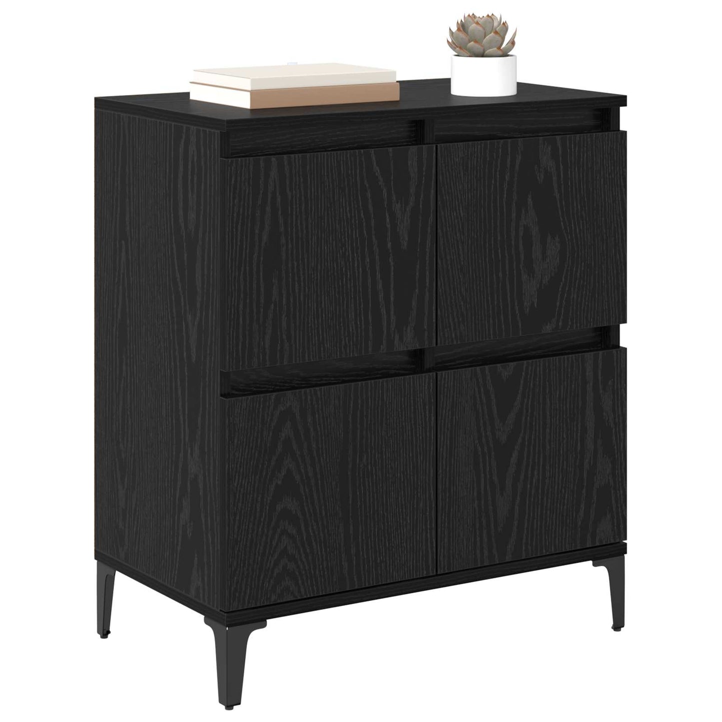 vidaXL Sideboard Black Oak 60 x 35 x 70 cm Engineered Wood and Iron 3