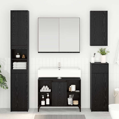 vidaXL Sink cabinet Black Oak 80 x 33 x 60 cm Engineered Wood and Iron 1
