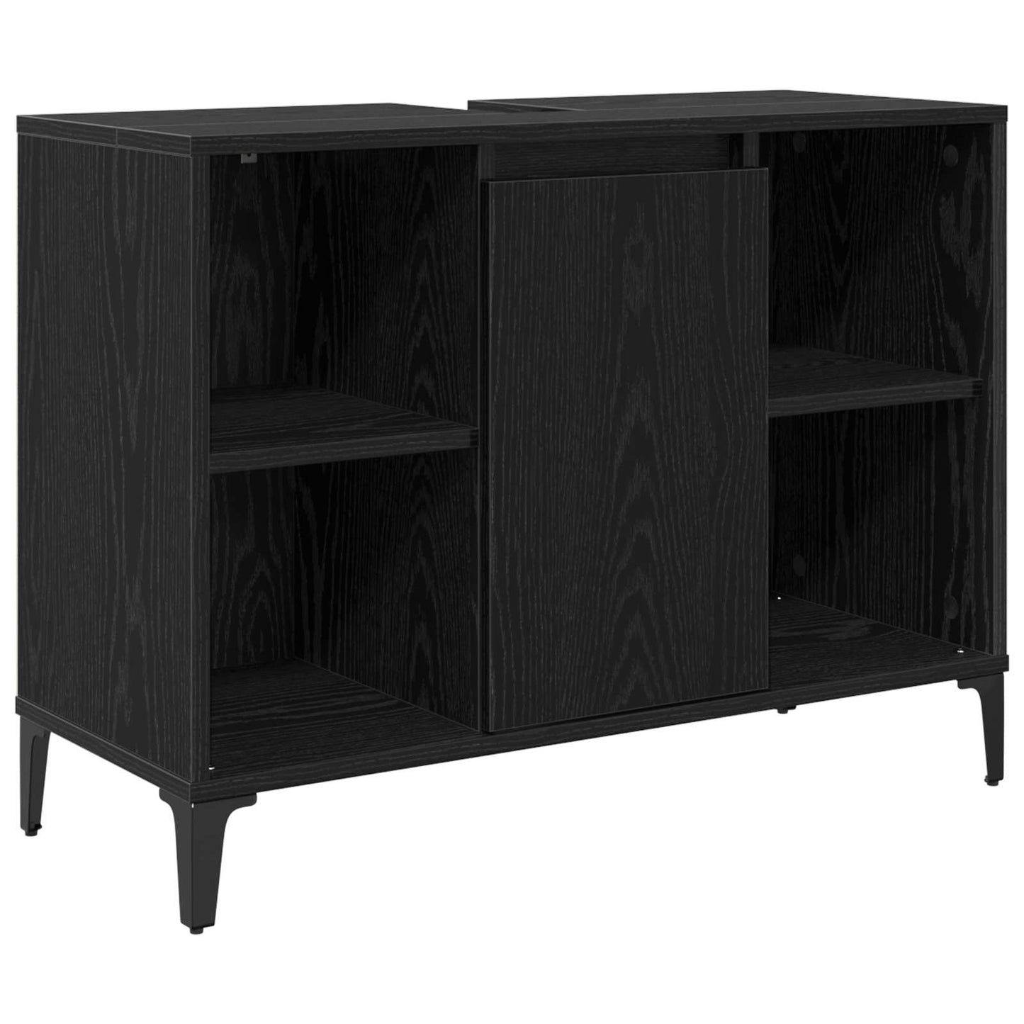 vidaXL Sink cabinet Black Oak 80 x 33 x 60 cm Engineered Wood and Iron 2