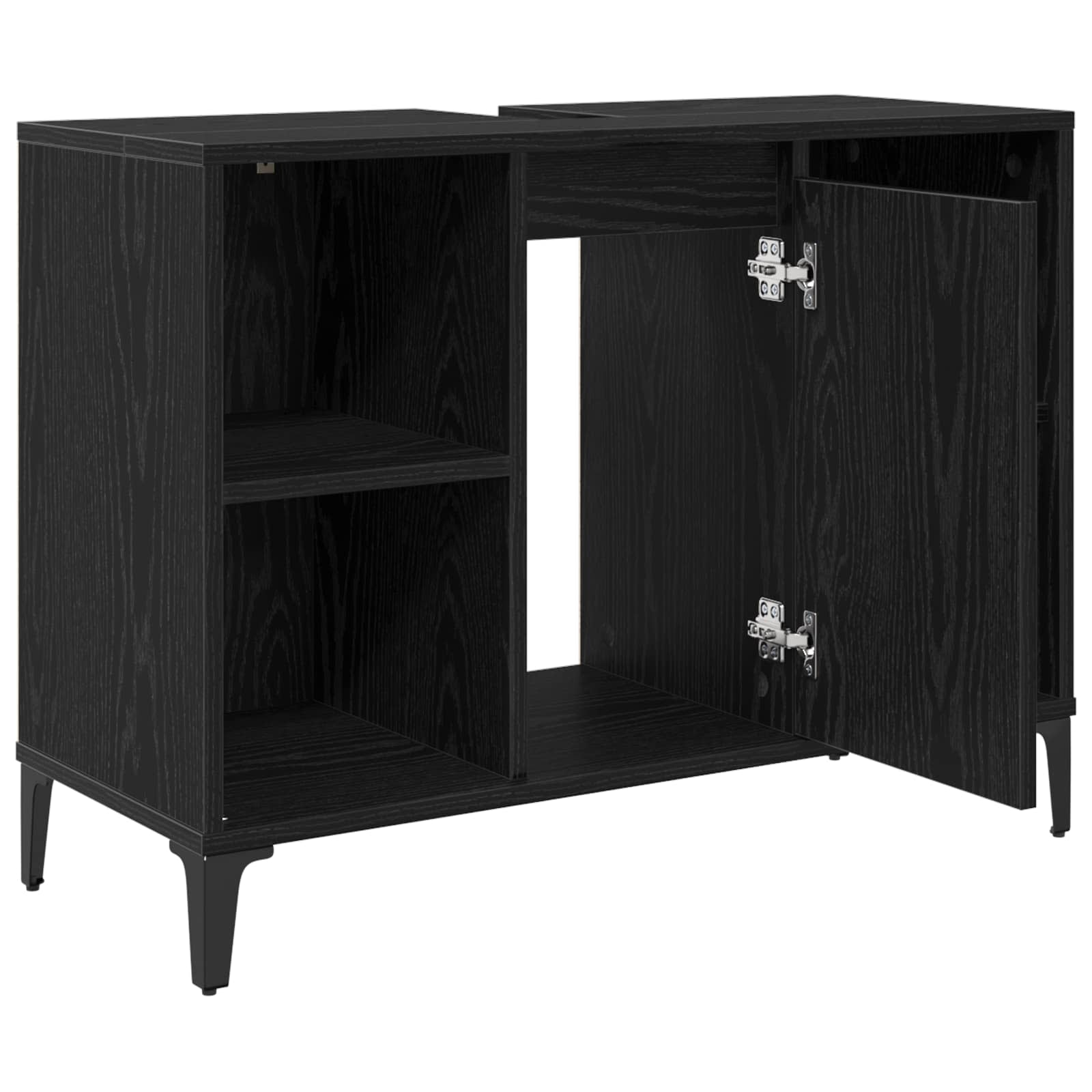 vidaXL Sink cabinet Black Oak 80 x 33 x 60 cm Engineered Wood and Iron 5
