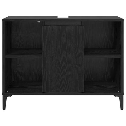 vidaXL Sink cabinet Black Oak 80 x 33 x 60 cm Engineered Wood and Iron 6