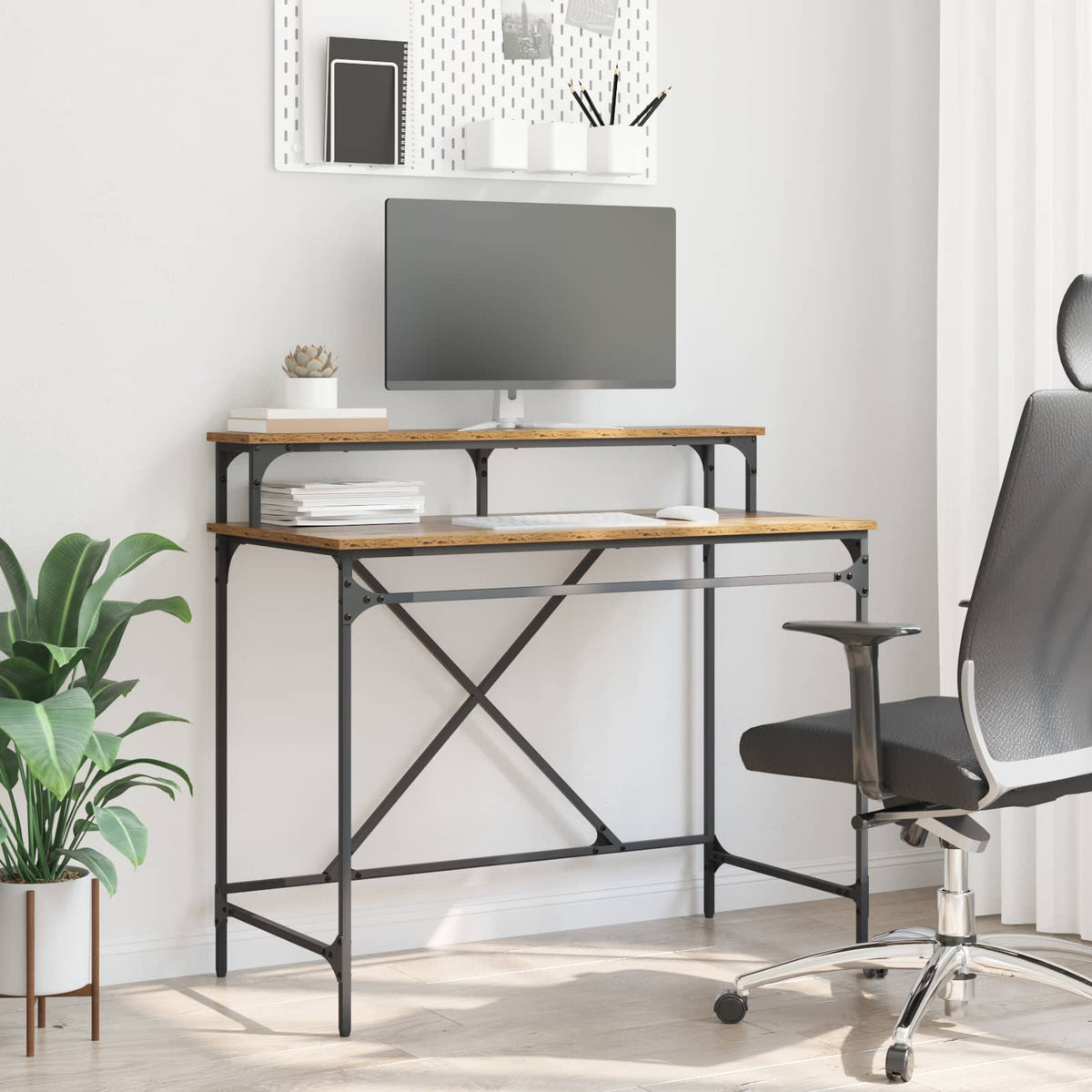 vidaXL Desk Engineered Wood and Iron