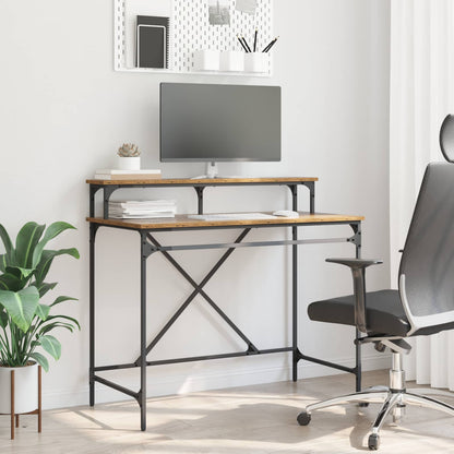 vidaXL Desk Engineered Wood and Iron