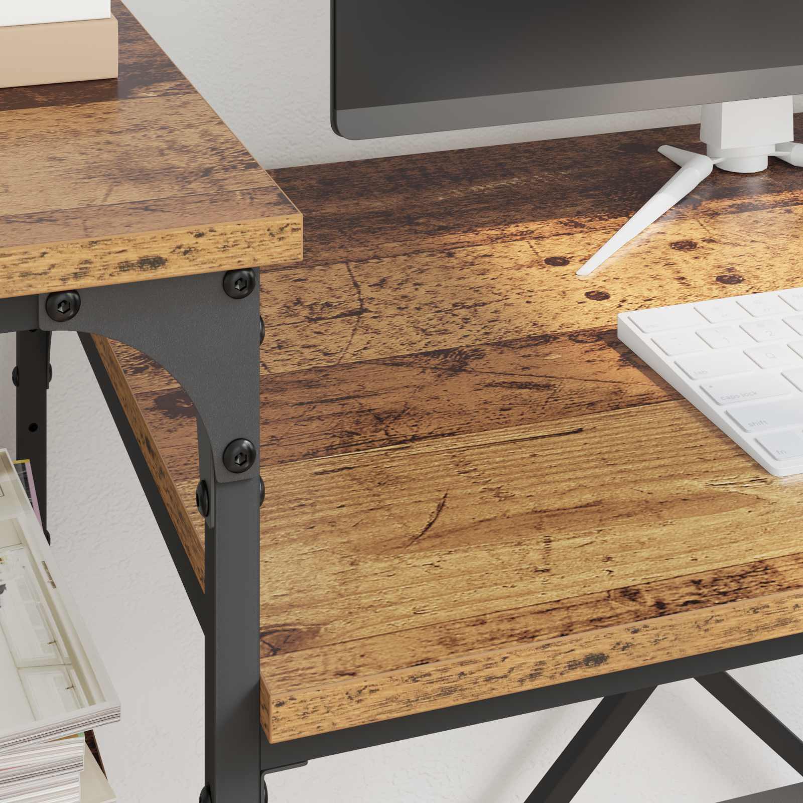 vidaXL Desk Old Wood Engineered Wood 135 x 50 x 90 cm 4