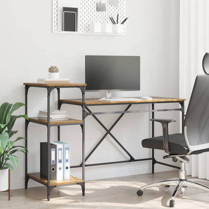 vidaXL Desk Old Wood Engineered Wood 135 x 50 x 90 cm 1