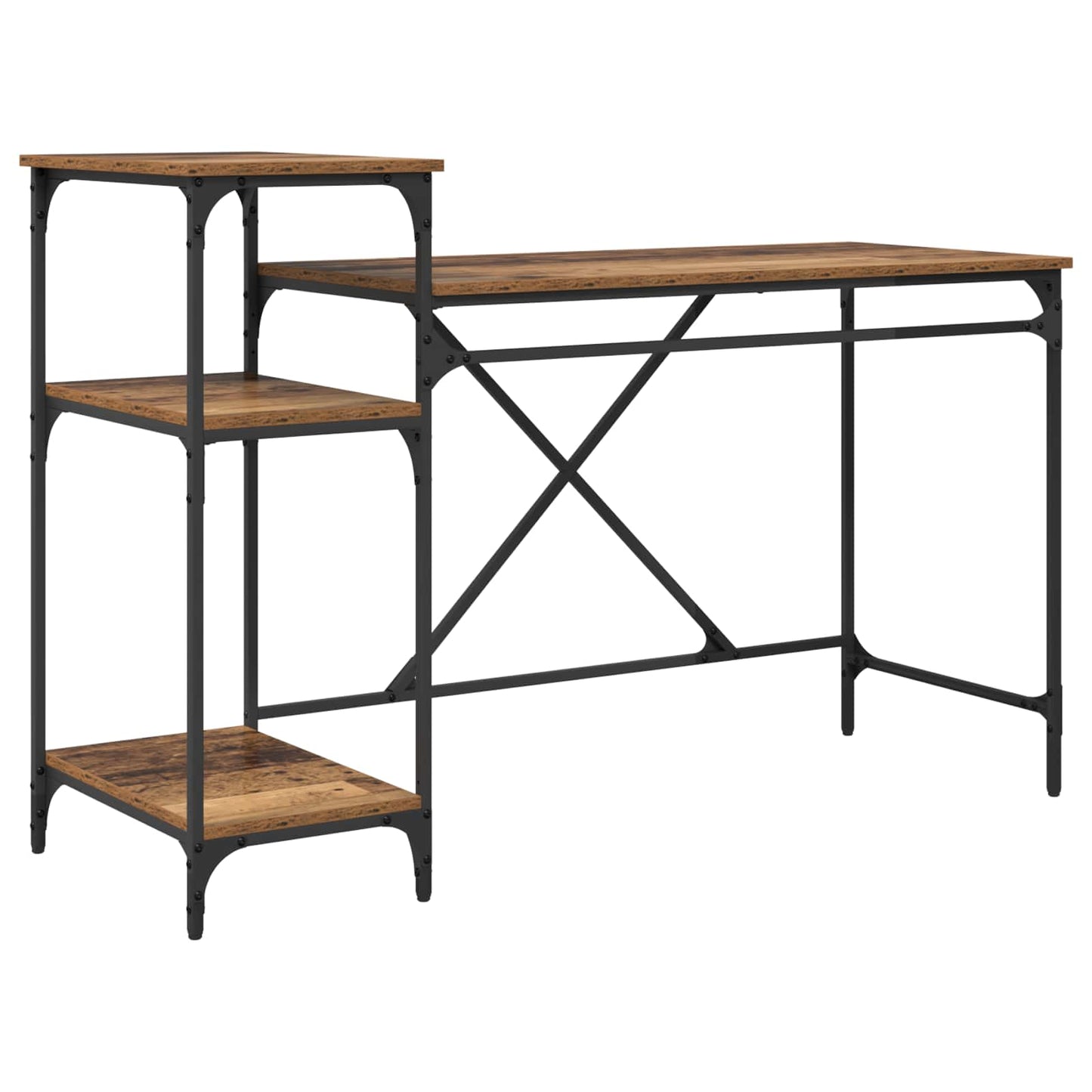 vidaXL Desk Old Wood Engineered Wood 135 x 50 x 90 cm 2