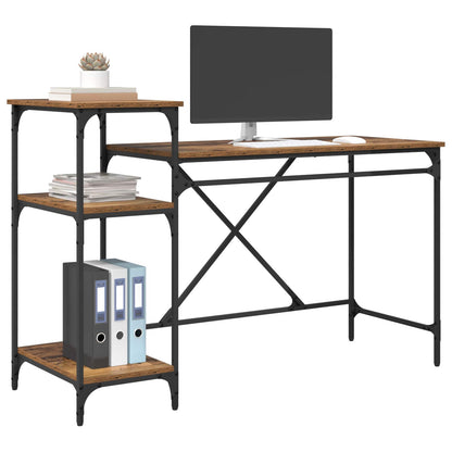 vidaXL Desk Old Wood Engineered Wood 135 x 50 x 90 cm 3