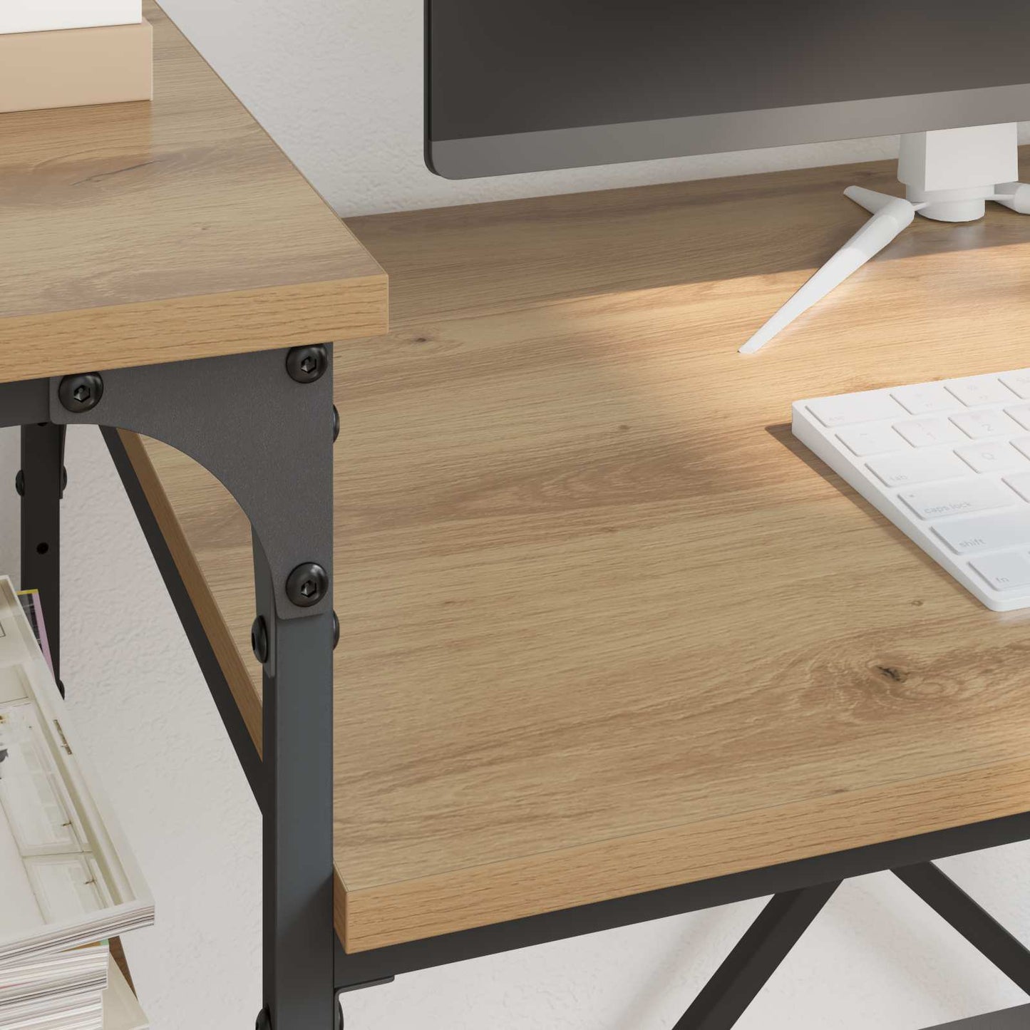 vidaXL Desk Artisan Oak Engineered Wood 135 x 50 x 90 cm 4