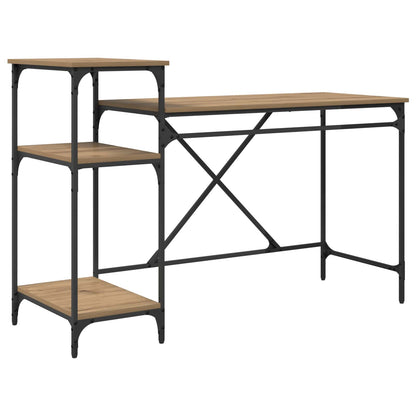 vidaXL Desk Artisan Oak Engineered Wood 135 x 50 x 90 cm 2
