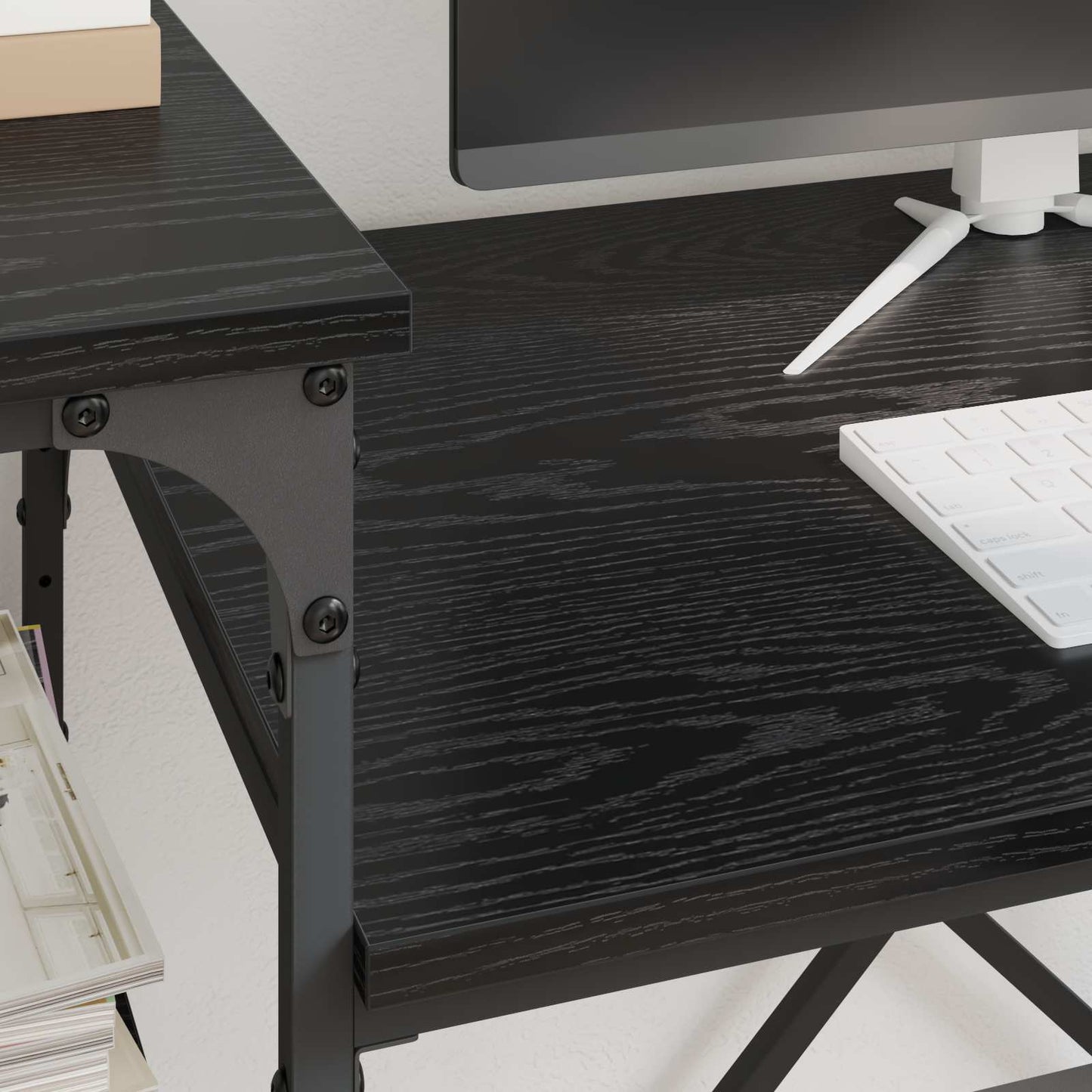 vidaXL Desk Black Oak Engineered Wood 135 x 50 x 90 cm 4