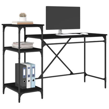 vidaXL Desk Black Oak Engineered Wood 135 x 50 x 90 cm 3