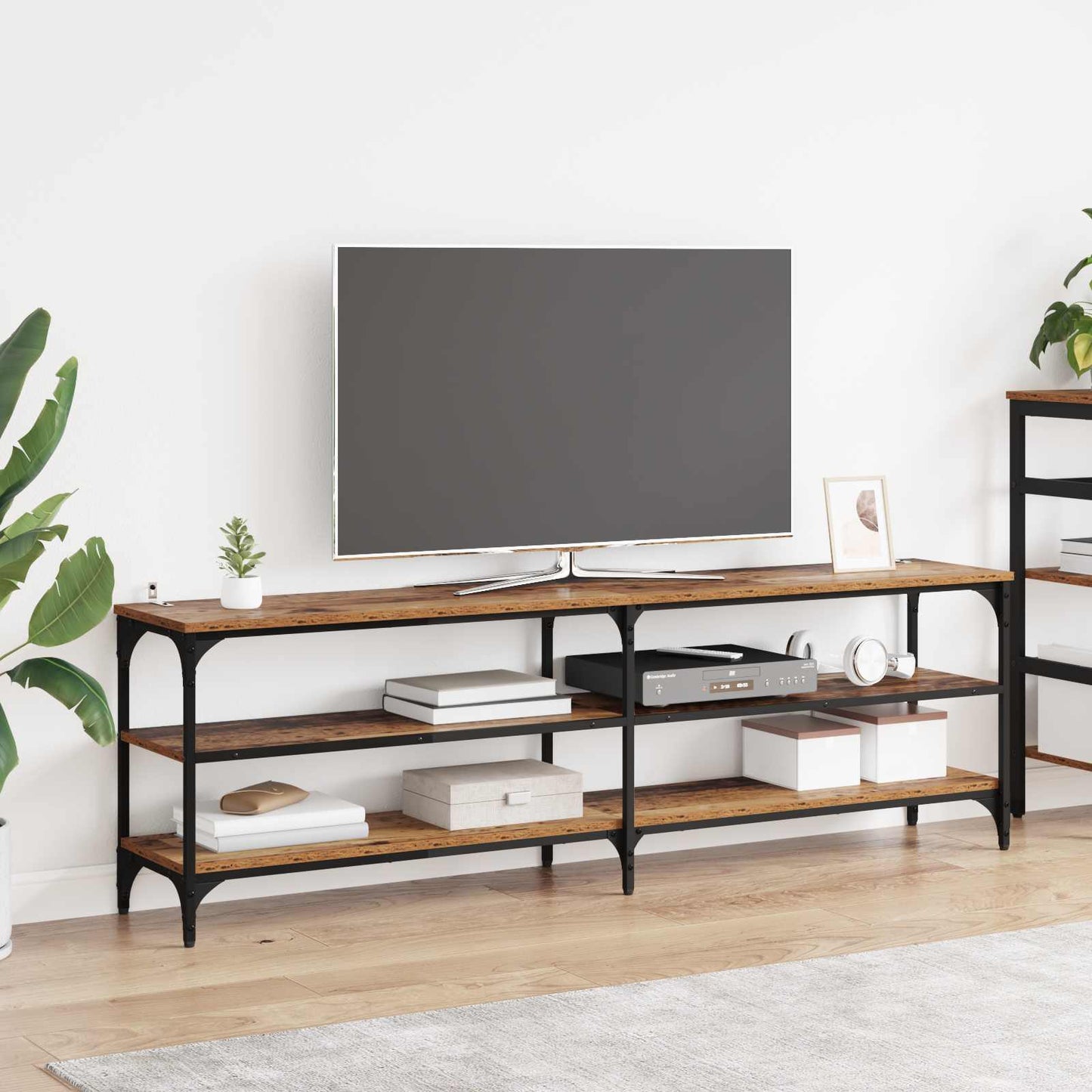 vidaXL TV Cabinet Old Wood 160 x 30 x 50 cm Engineered Wood and Iron 1