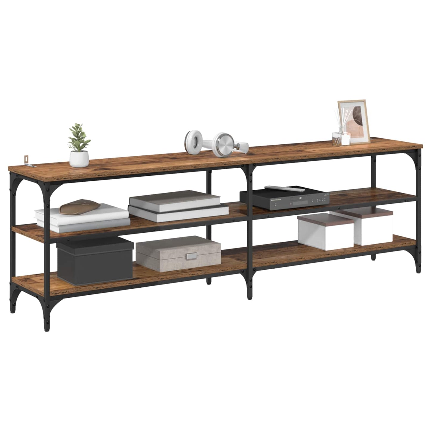 vidaXL TV Cabinet Old Wood 160 x 30 x 50 cm Engineered Wood and Iron 3