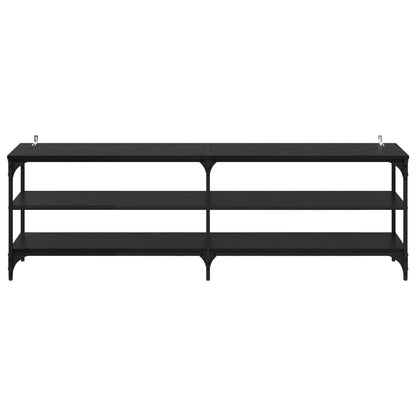vidaXL TV Cabinet 160 x 30 x 50 cm Black Oak Engineered Wood and Iron 5