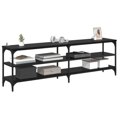 vidaXL TV Cabinet 160 x 30 x 50 cm Black Oak Engineered Wood and Iron 3