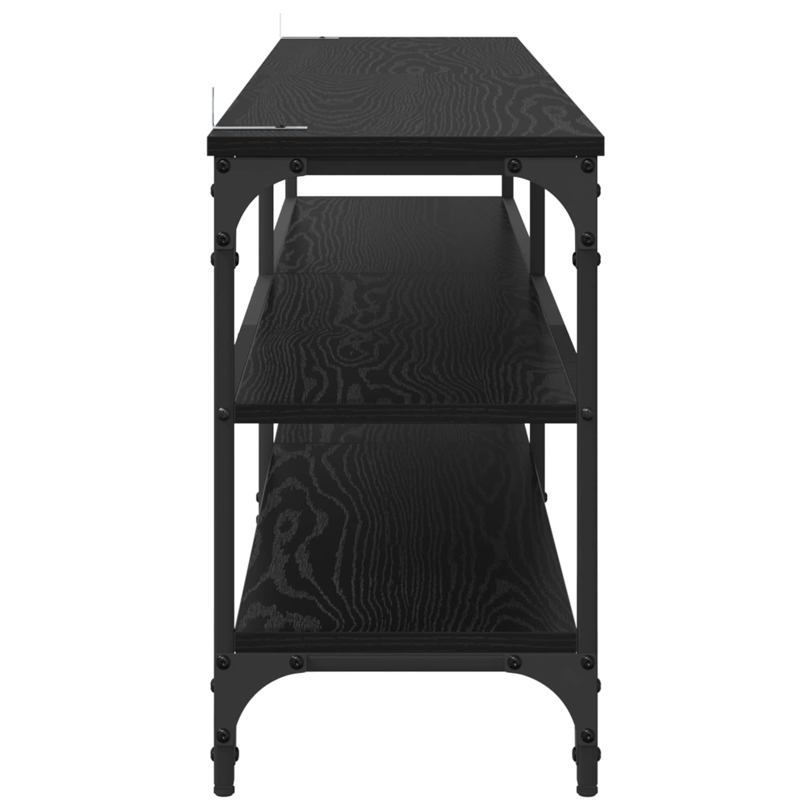vidaXL TV Cabinet 160 x 30 x 50 cm Black Oak Engineered Wood and Iron 6