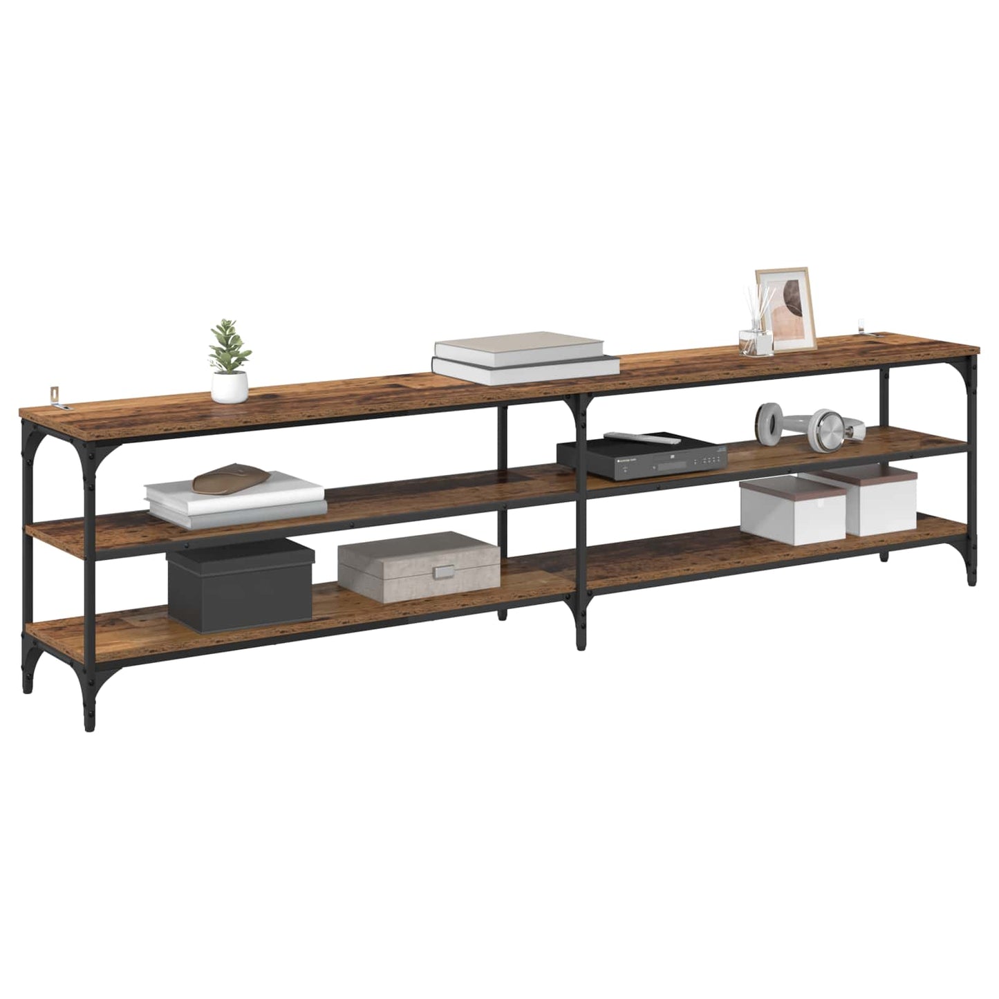 vidaXL TV Cabinet 200 x 30 x 50 cm Old Wood Engineered Wood and Iron 3