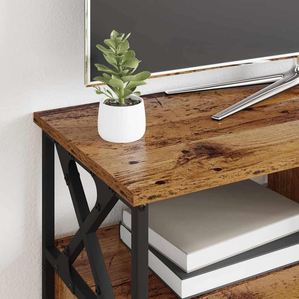 vidaXL TV Cabinet Old Wood 90 x 33 x 45 cm Engineered Wood and Steel 4