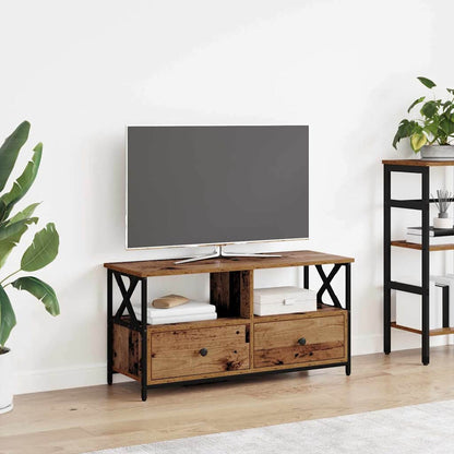 vidaXL TV Cabinet Old Wood 90 x 33 x 45 cm Engineered Wood and Steel 1