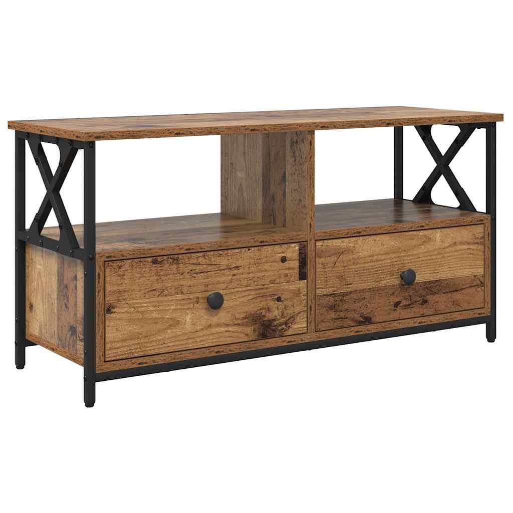 vidaXL TV Cabinet Old Wood 90 x 33 x 45 cm Engineered Wood and Steel 2