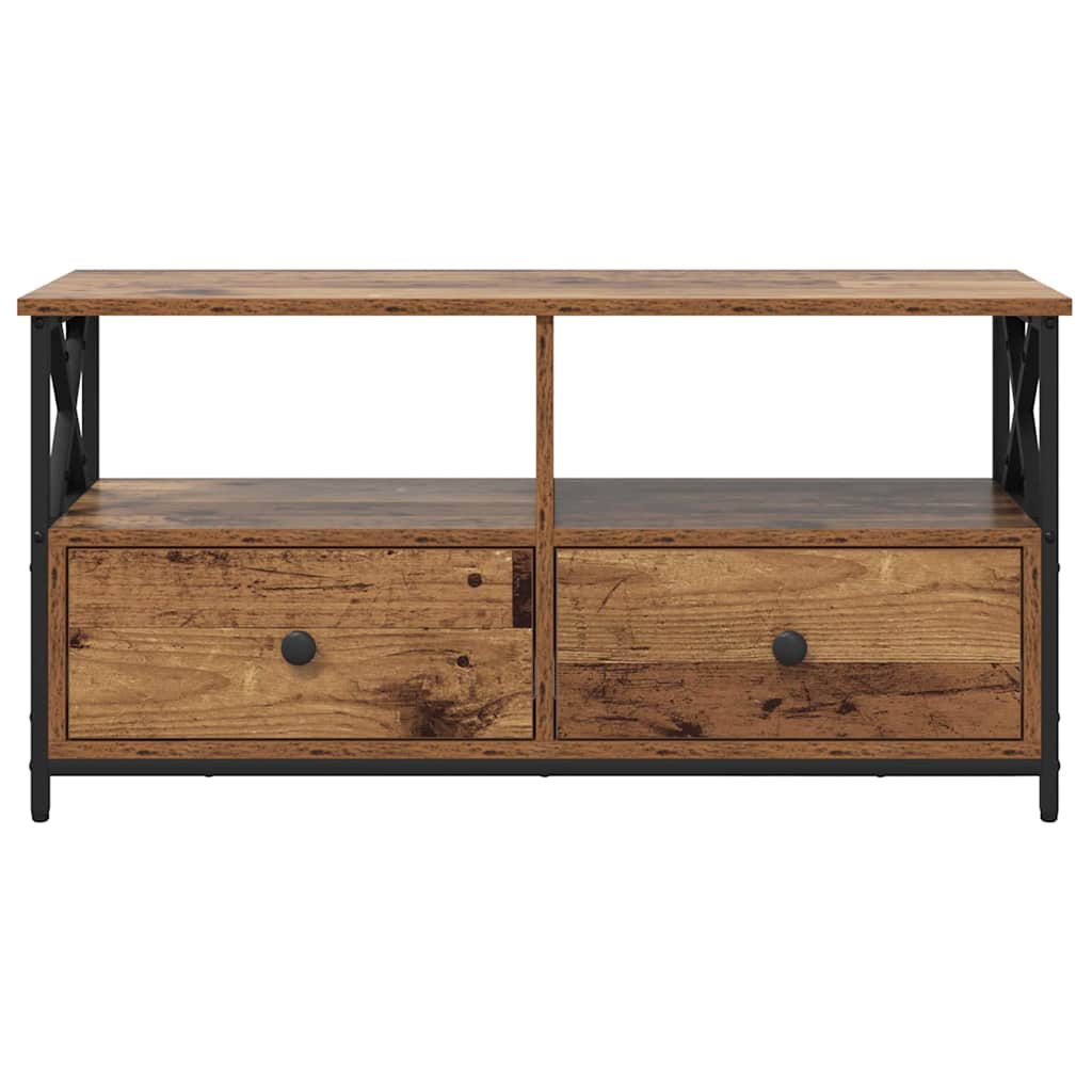 vidaXL TV Cabinet Old Wood 90 x 33 x 45 cm Engineered Wood and Steel 5