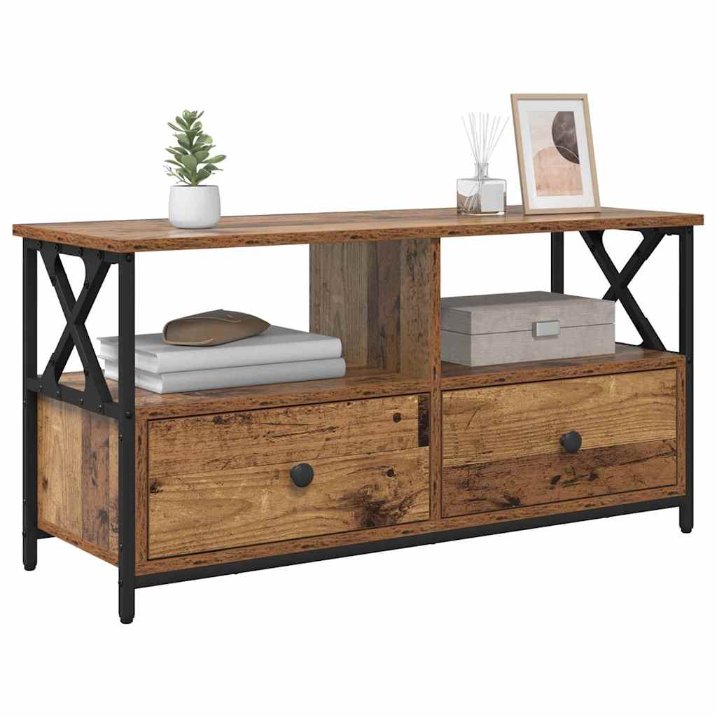 vidaXL TV Cabinet Old Wood 90 x 33 x 45 cm Engineered Wood and Steel 3