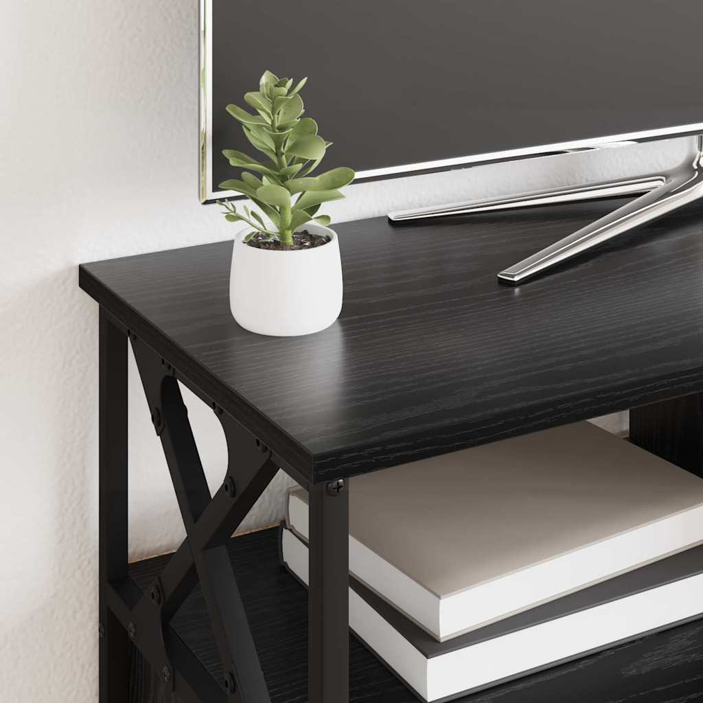 vidaXL TV Cabinet Black Oak 90 x 33 x 45 cm Engineered Wood and Steel 4