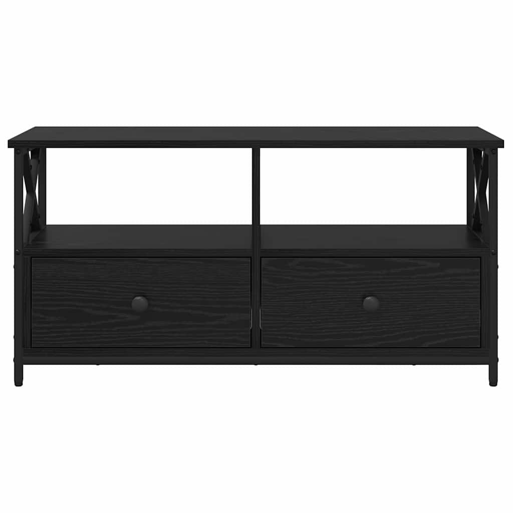 vidaXL TV Cabinet Black Oak 90 x 33 x 45 cm Engineered Wood and Steel 5