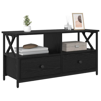 vidaXL TV Cabinet Black Oak 90 x 33 x 45 cm Engineered Wood and Steel 3