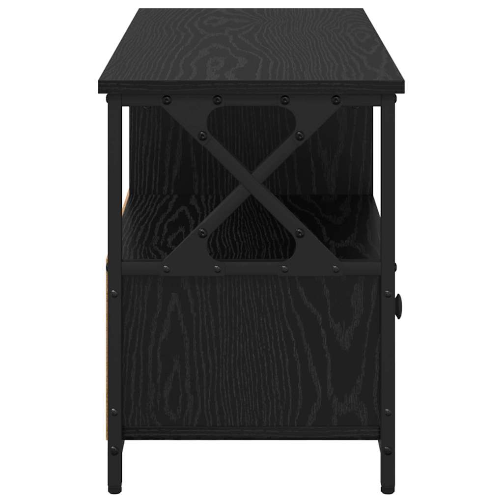 vidaXL TV Cabinet Black Oak 90 x 33 x 45 cm Engineered Wood and Steel 6