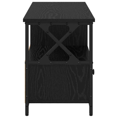 vidaXL TV Cabinet Black Oak 90 x 33 x 45 cm Engineered Wood and Steel 6