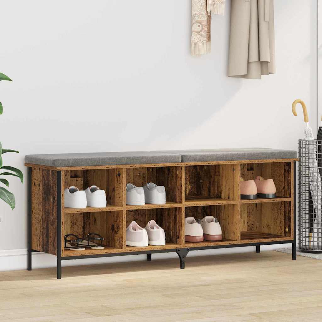 vidaXL Shoe Cabinet 131 x 35 x 50 cm Engineered Wood and Iron Old Wood 1