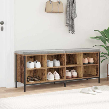 vidaXL Shoe Cabinet 131 x 35 x 50 cm Engineered Wood and Iron Old Wood 4