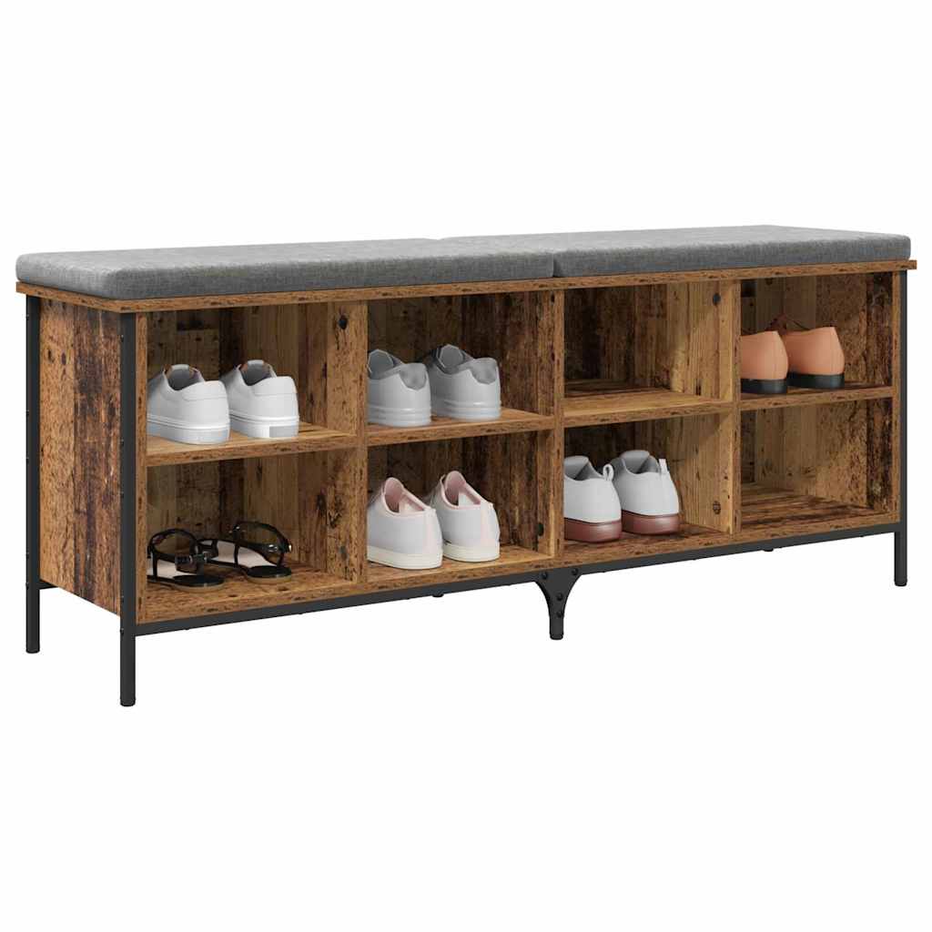vidaXL Shoe Cabinet 131 x 35 x 50 cm Engineered Wood and Iron Old Wood 3
