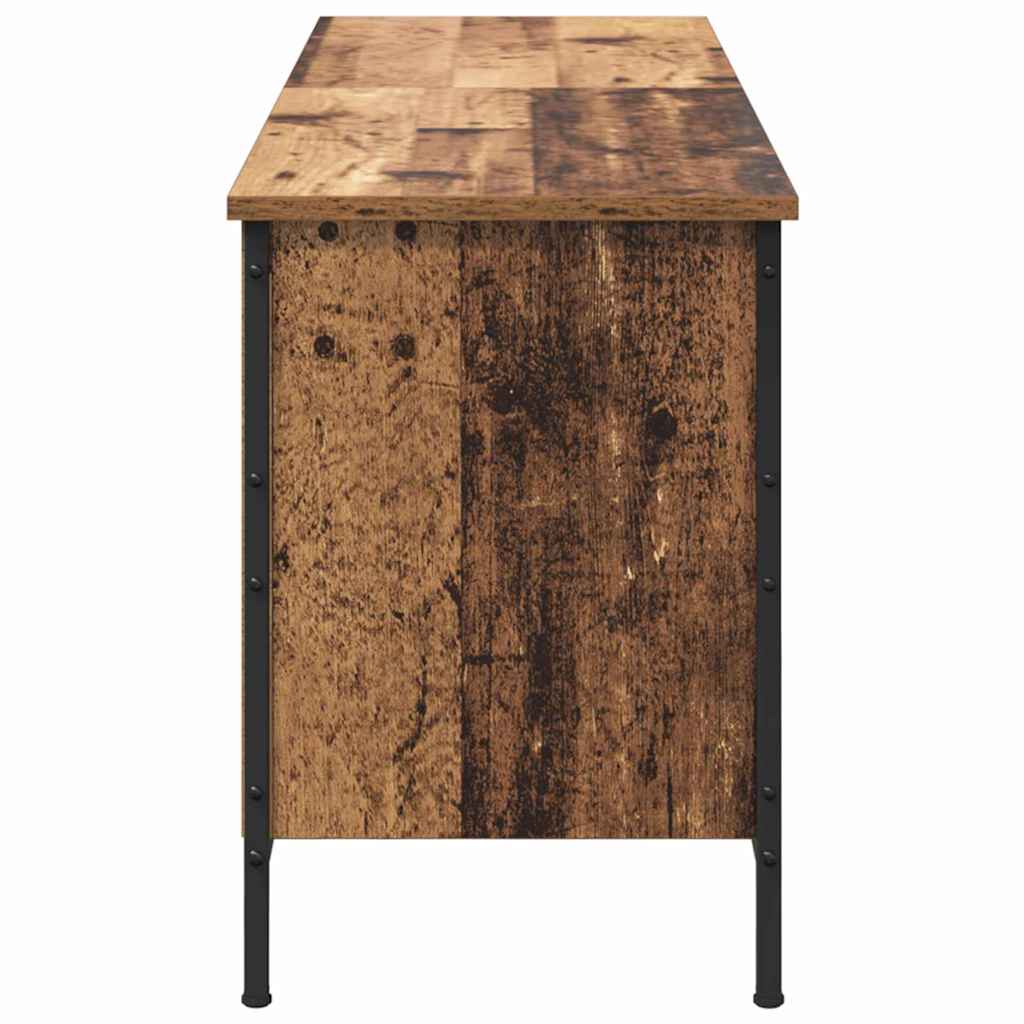 vidaXL Shoe Cabinet 131 x 35 x 50 cm Engineered Wood and Iron Old Wood 6
