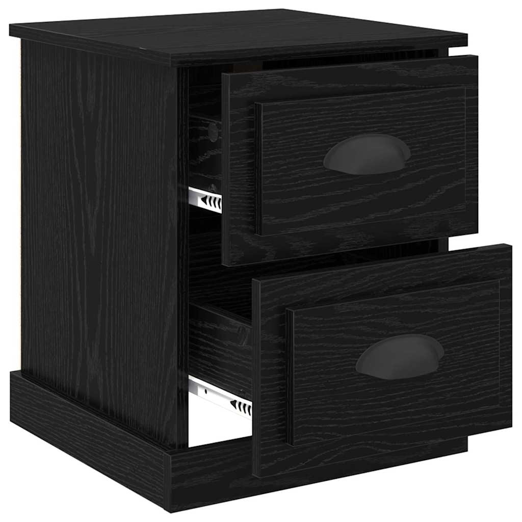 vidaXL Bedside Cabinet 2 pcs Black Oak 39 x 39 x 47.5 cm 5