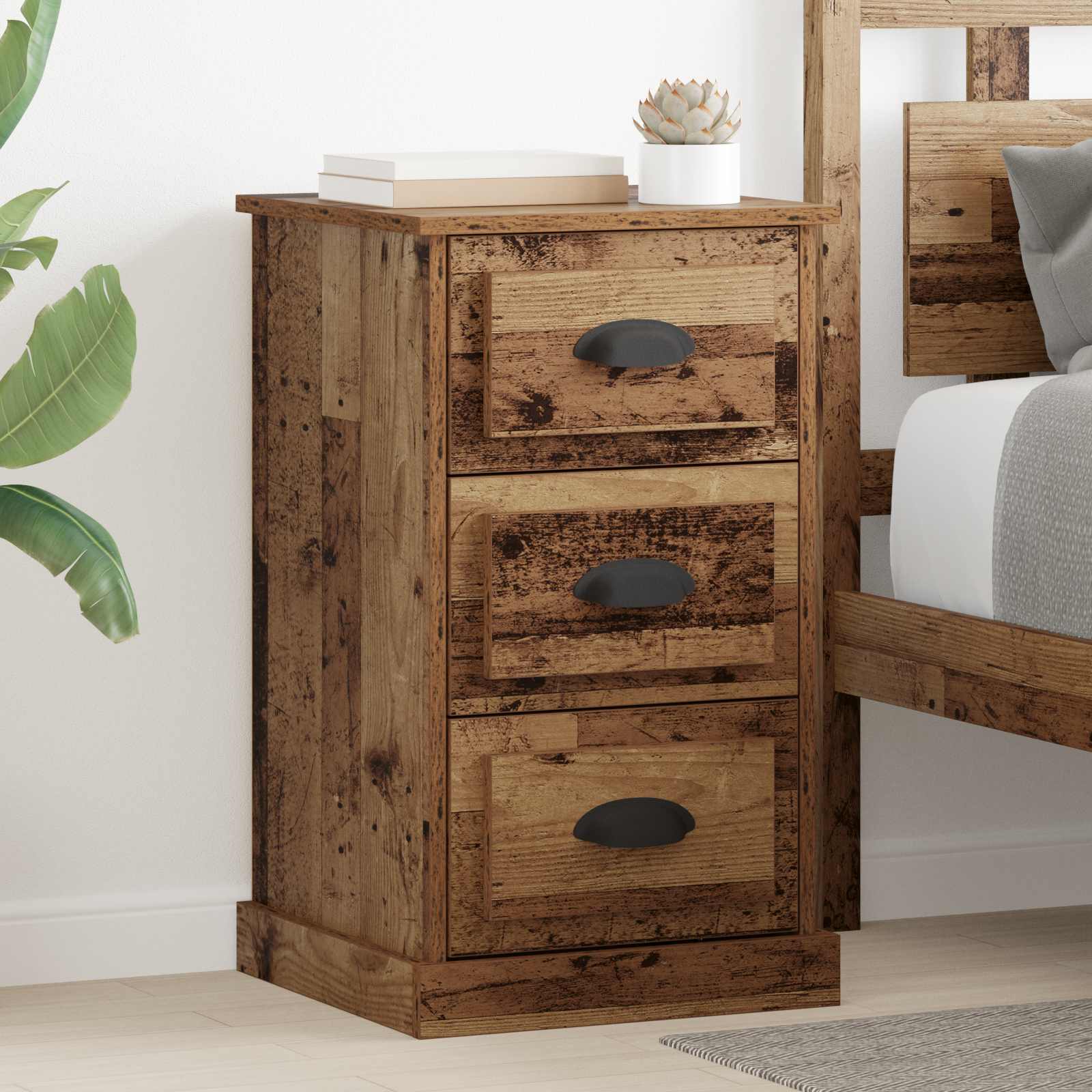 vidaXL Bedside Cabinet Old Wood 39 x 39 x 67.5 cm Engineered Wood 1
