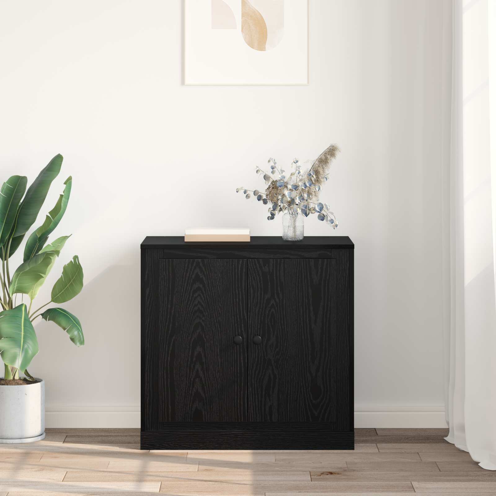 vidaXL Sideboard 70 x 35.5 x 67.5 cm Black Oak Engineered Wood 4