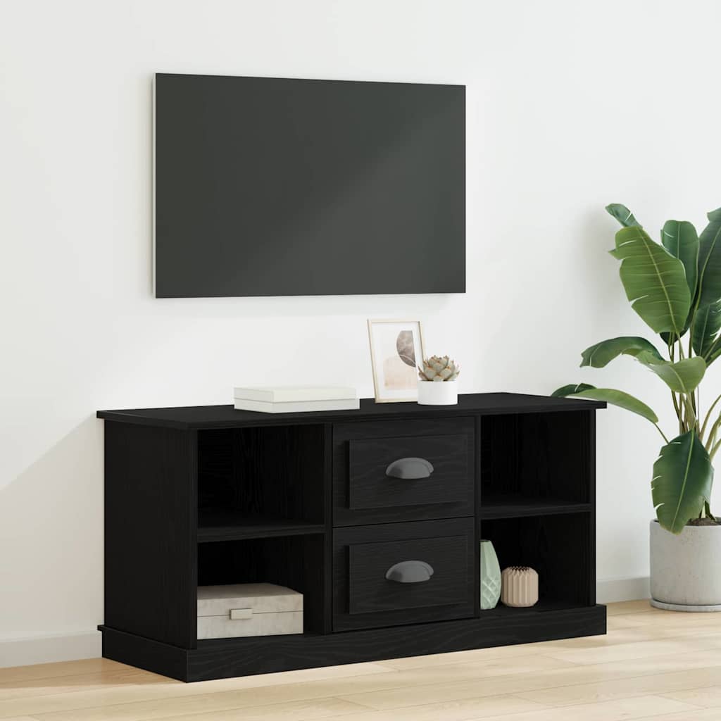 vidaXL TV Cabinet 99.5 x 35.5 x 48 cm Black Oak Engineered Wood 1