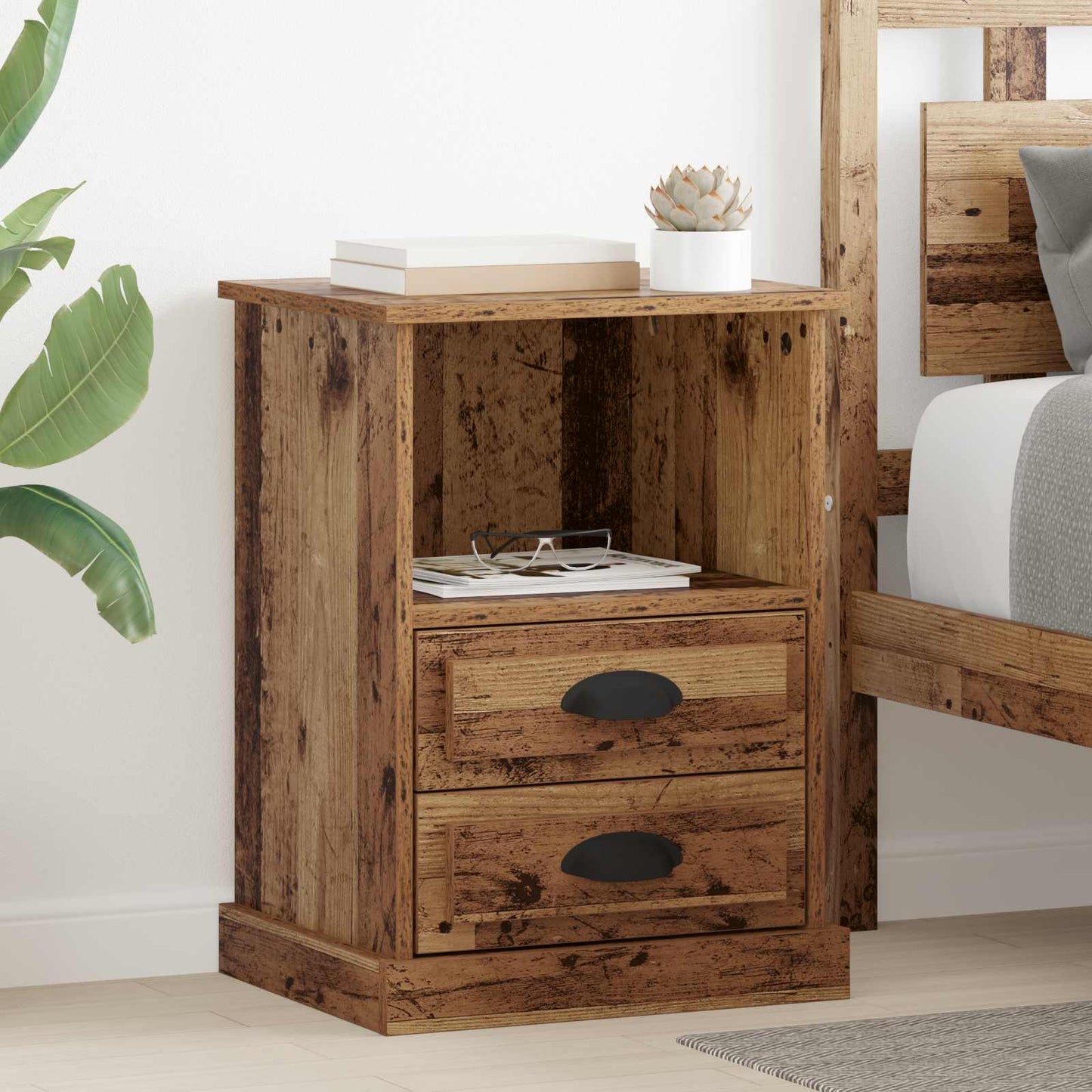 vidaXL Bedside Cabinet Old Wood 36 x 43 x 60 cm Engineered Wood 1