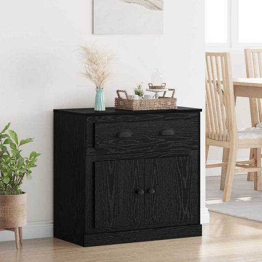 vidaXL Highboard Black Oak Engineered Wood buffet and sideboard with a drawer and two doors