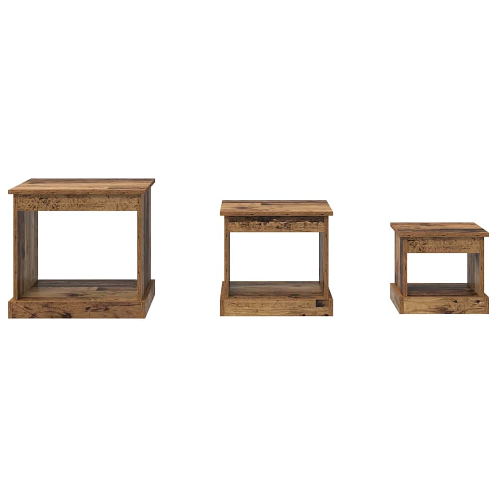 vidaXL Coffee Table 3 pcs Old Wood 48 x 45 x 45 cm Engineered Wood 5