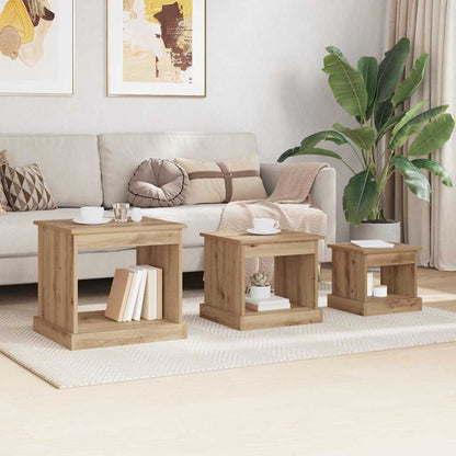 vidaXL Coffee Table 3 pcs Artisan Oak 48 x 45 x 45 cm Engineered Wood 4
