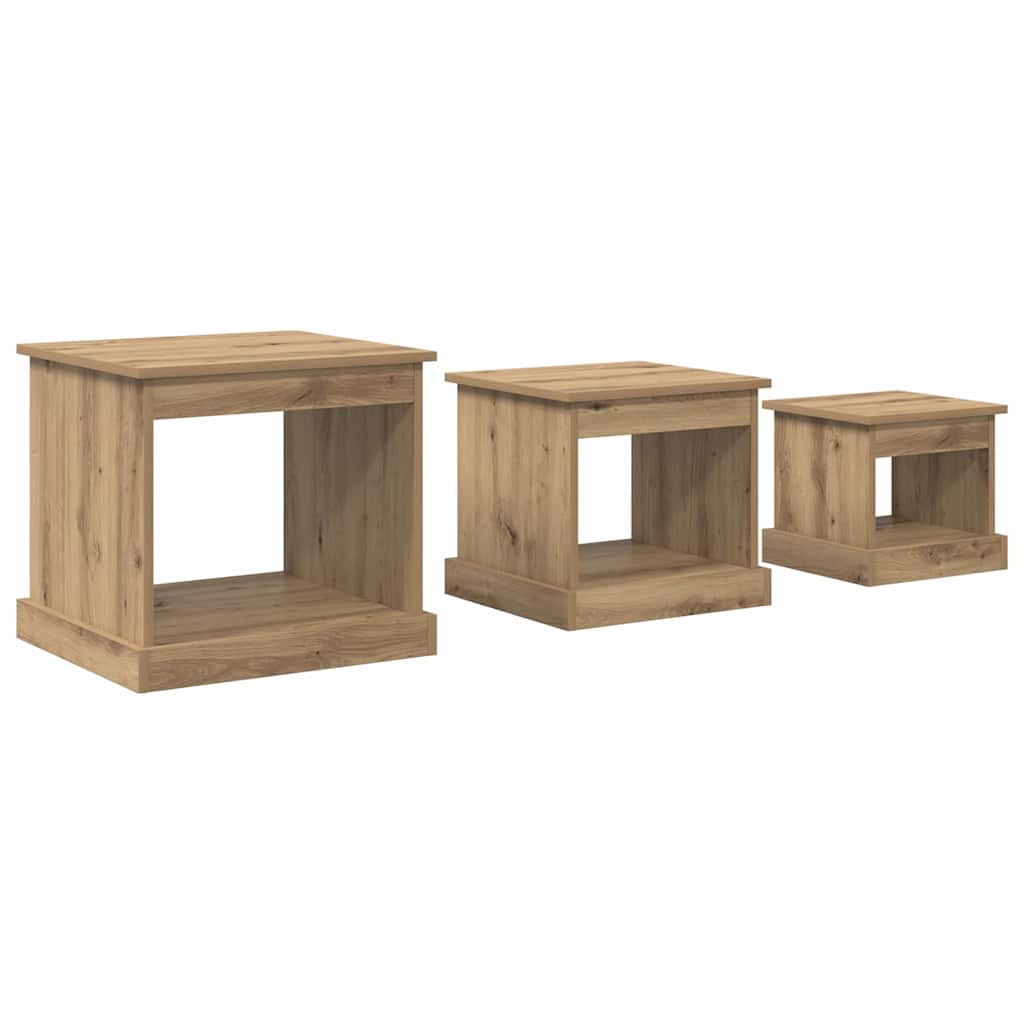 vidaXL Coffee Table 3 pcs Artisan Oak 48 x 45 x 45 cm Engineered Wood 2