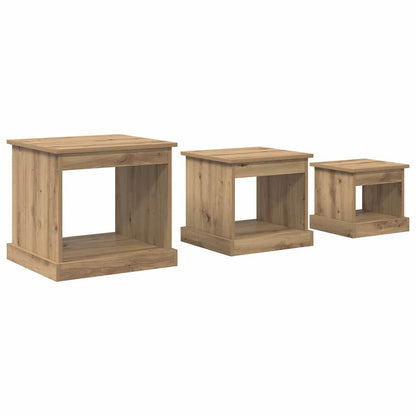 vidaXL Coffee Table 3 pcs Artisan Oak 48 x 45 x 45 cm Engineered Wood 2