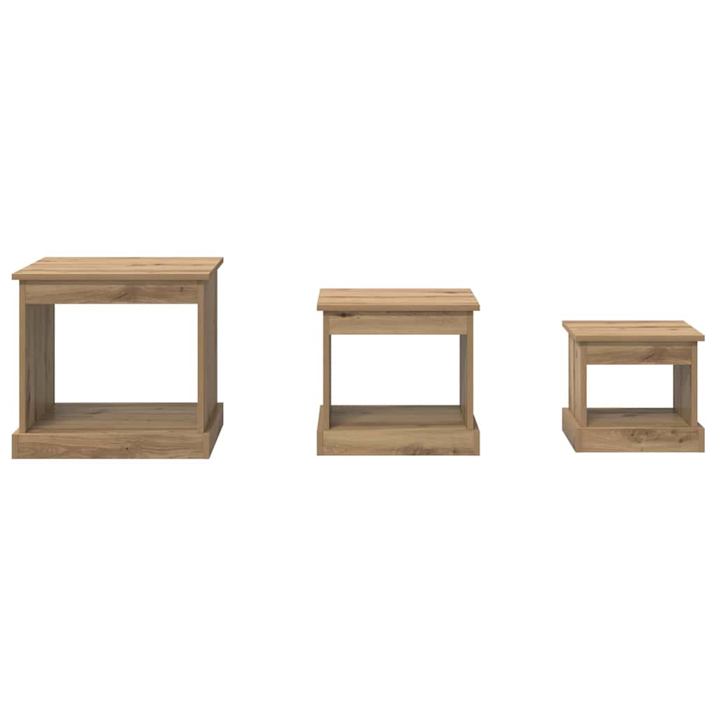 vidaXL Coffee Table 3 pcs Artisan Oak 48 x 45 x 45 cm Engineered Wood 5