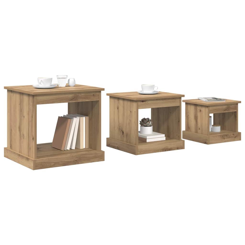 vidaXL Coffee Table 3 pcs Artisan Oak 48 x 45 x 45 cm Engineered Wood 3